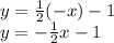 y=\frac{1}{2} (-x)-1\\y=-\frac{1}{2} x-1