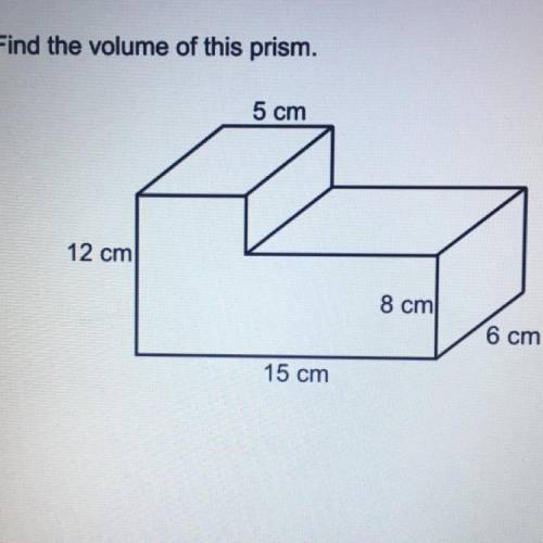Find the volume of this prism 5cm,12,cm 15cm,6cm 8cm