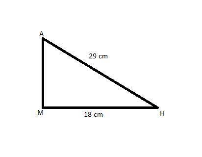 If MH = 18cm and HA = 29cm, what is MA?