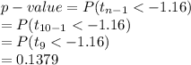 p-value=P(t_{n-1}