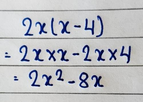 What is the product?2x(x-4)2x2-4O 2x2-82x2 - 4xB2x2-8x