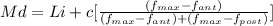 Md= Li + c[\frac{(f_{max}-f_{ant})}{(f_{max}-f_{ant})+(f_{max}-f_{post})} ]