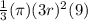 \frac{1}{3}(\pi )(3r)^{2}(9)