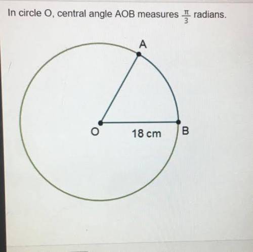 What is the length of arc AB? 6π cm 12π cm 18π cm 36π cm