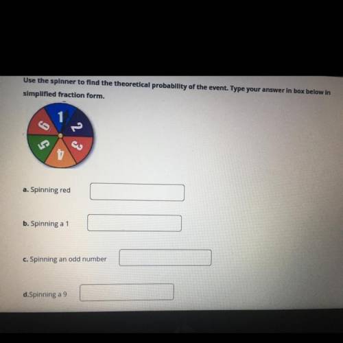 Use the spinner to find the theoretical probability of the event. Type your answer in box below in s