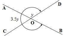(SAT Prep) In the given figure, the reflex angle ∠DOB has measure of 3.5y while the measure of ∠AOD