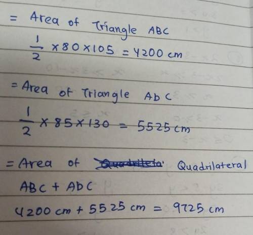 What is the area of the two triangles and the quadrilateral