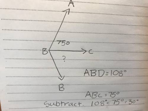 The measure of angle ABD is 105º. The measure of angle ABC is 75º.

What is the measure of angle CBD
