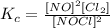 K_c=\frac{[NO]^2[Cl_2]}{[NOCl]^2}