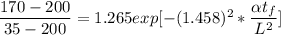 \dfrac{170-200}{35-200} = 1.265 exp [ - (1.458)^2* \dfrac{ \alpha t_f}{L^2}]