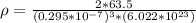 \rho =  \frac{2 *63.5}{(0.295*10^{-7})^3 * (6.022*10^{23})}
