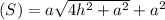 (S) =a\sqrt{4h^2+a^2}+a^2