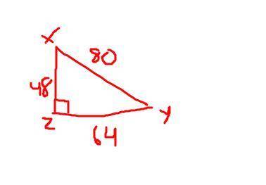 Triangle XYZ, XY= 80, ZY= 64 XZ= 48 what is the cosine