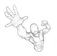Please CREATE  (  draw  ) a CARTOON super hero of your own, in three action poses. The character mus
