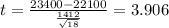 t=\frac{23400-22100}{\frac{1412}{\sqrt{18}}}=3.906