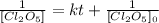 \frac{1}{[Cl_2O_5]}=kt+\frac{1}{[Cl_2O_5]_0}