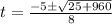 t=\frac{-5\pm\sqrt{25+960}}{8}