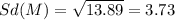 Sd(M) = \sqrt{13.89}= 3.73