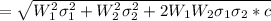 =\sqrt{W_1^2\sigma_1^2+W_2^2\sigma_2^2+2W_1W_2\sigma_1\sigma_2*c}
