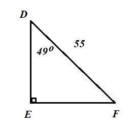 Which equation could be used to find the value of x?

Triangle DEF where angle E is a right angle. D