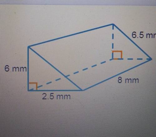 The triangular prism shown has triangular _____face(s) and lateral face(s).

The area of one triangu