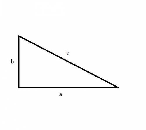 The legs of a right triangle are represented by a and b, and the hypotenuse of the right triangle is