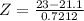 Z = \frac{23 - 21.1}{0.7212}