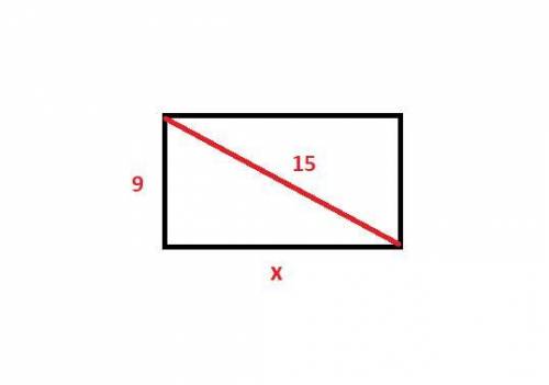 Which expression helps you find the length x of a side of a rectangle that has a

diagonal of 15 uni