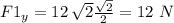F1_y=12\,\sqrt{2} \frac{\sqrt{2} }{2} =12\,\,N