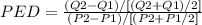 PED = \frac{(Q2-Q1)/[(Q2+Q1)/2]}{(P2-P1)/[(P2+P1/2]}