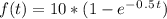 f  ( t ) = 10*( 1 - e^-^0^.^5^t )