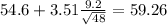 54.6+3.51\frac{9.2}{\sqrt{48}}=59.26