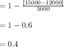 =1- \frac{[15000-12000]}{5000}\\\\=1-0.6\\\\=0.4
