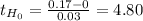 t_{H_0}= \frac{0.17-0}{0.03}= 4.80