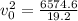 v^2_0=\frac{6574.6}{19.2}