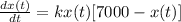 \frac{dx(t)}{dt} = k   x(t) [7000 - x(t)]