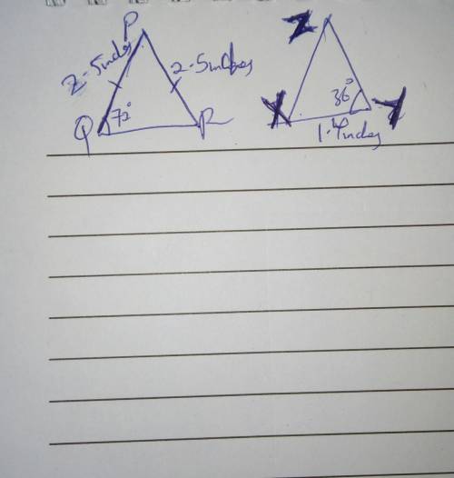 .

Triangles Q R P and X Y Z are congruent. Angle P Q R is 72 degrees. The lengths of sides A P and