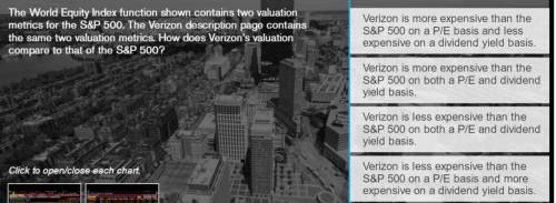 The World Equity Index function shown contains two valuation metrics for the S&P 500. The Verizo