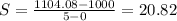 S = \frac{1104.08 - 1000}{5-0} = 20.82