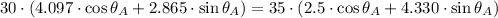 30\cdot (4.097\cdot \cos \theta_{A} + 2.865\cdot \sin \theta_{A}) = 35\cdot (2.5\cdot \cos \theta_{A}+4.330\cdot \sin \theta_{A})