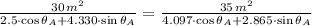 \frac{30\,m^{2}}{2.5\cdot \cos \theta_{A}+ 4.330\cdot \sin \theta_{A}} = \frac{35\,m^{2}}{4.097\cdot \cos \theta_{A} + 2.865\cdot \sin \theta_{A}}