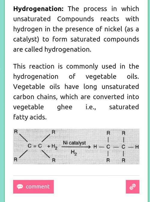 Write equation to represent the Hydrogenation reactions