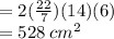 = 2( \frac{22}{7} )(14)(6) \\  = 528 \: cm^{2}