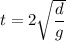 t=2\sqrt{\dfrac{d}{g}}
