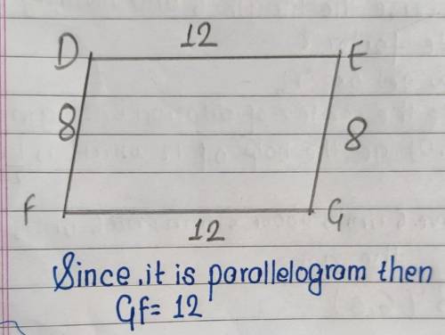 Which of the following is Tj length of GF given that figure DEFG is parallelogram?
Plz help