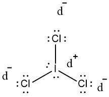 For the iodine trichloride molecule: a. Determine the number of valence electrons for each atom in t