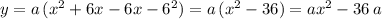 y=a\,(x^2+6x-6x-6^2)=a\,(x^2-36)=ax^2-36\,a