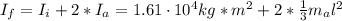 I_{f} = I_{i} + 2*I_{a} = 1.61 \cdot 10^{4} kg*m^{2} + 2*\frac{1}{3}m_{a}l^{2}