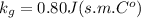 k_g=0.80J(s.m.C^o)