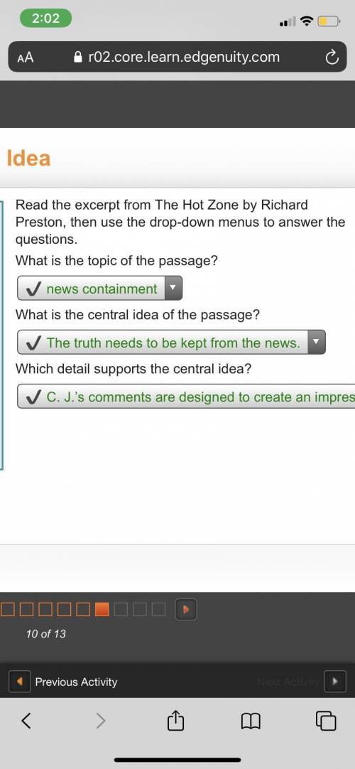 Read the excerpt from The Hot Zone by Richard Preston, then use the drop-down menus to answer the qu